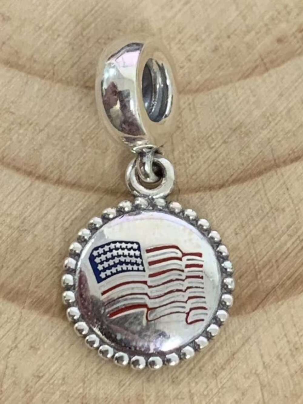 Pandora American Flag Exclusive Charm Pendant, S925 Silver Jewelry